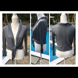 Angela Mele Milano Gray Front Tie Cardigan